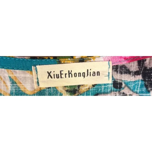 Hawaiian Floral Print XL Oversized Muumuu Kaftan Vibrant Colors Boho Beachy - Picture 3 of 8